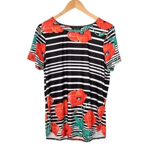 Tango Mango Short Sleeve Poppy Print Top Size Medium Summer Vacation Tropical